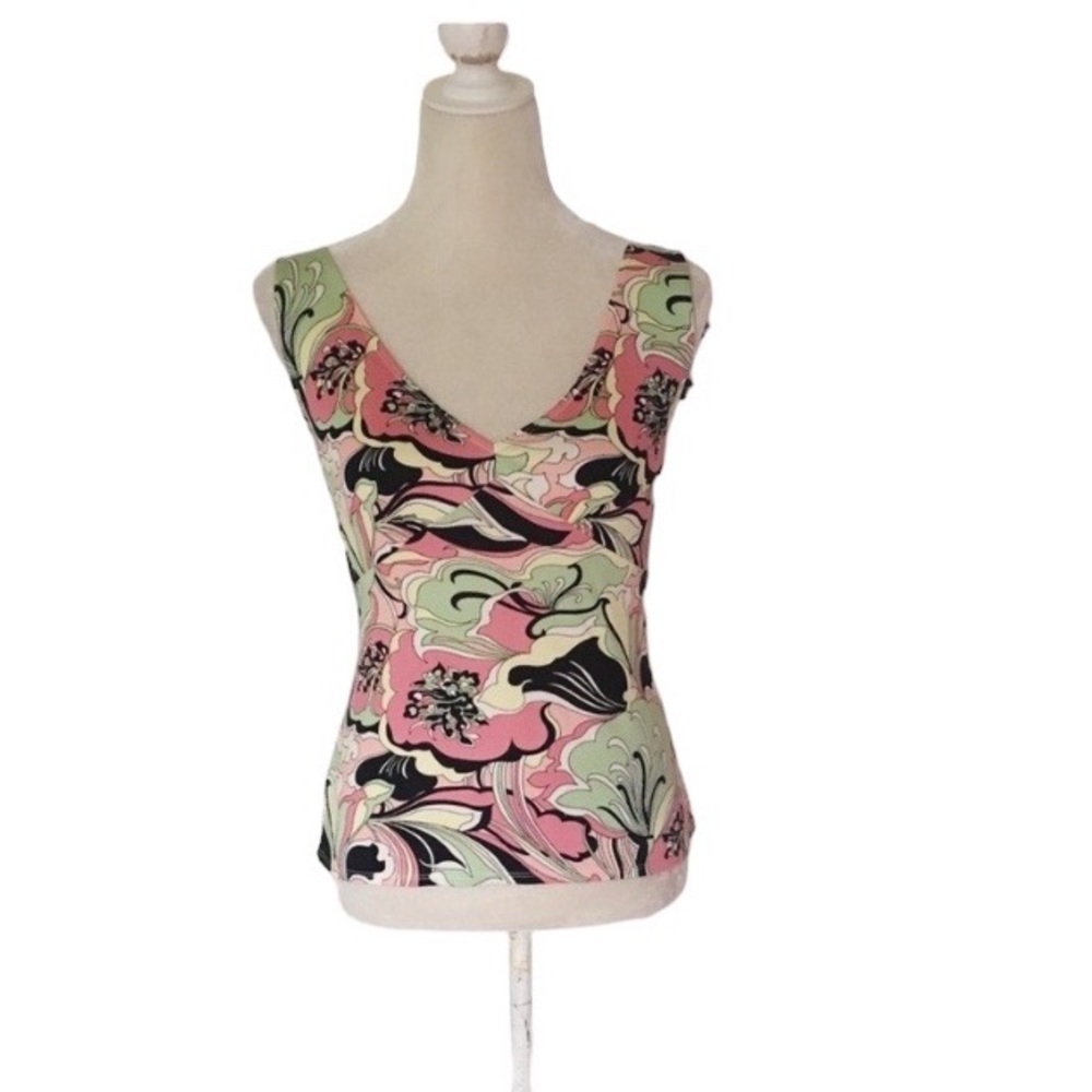 Vintage Tahari Multi Color Sleeveless Top Size Medium